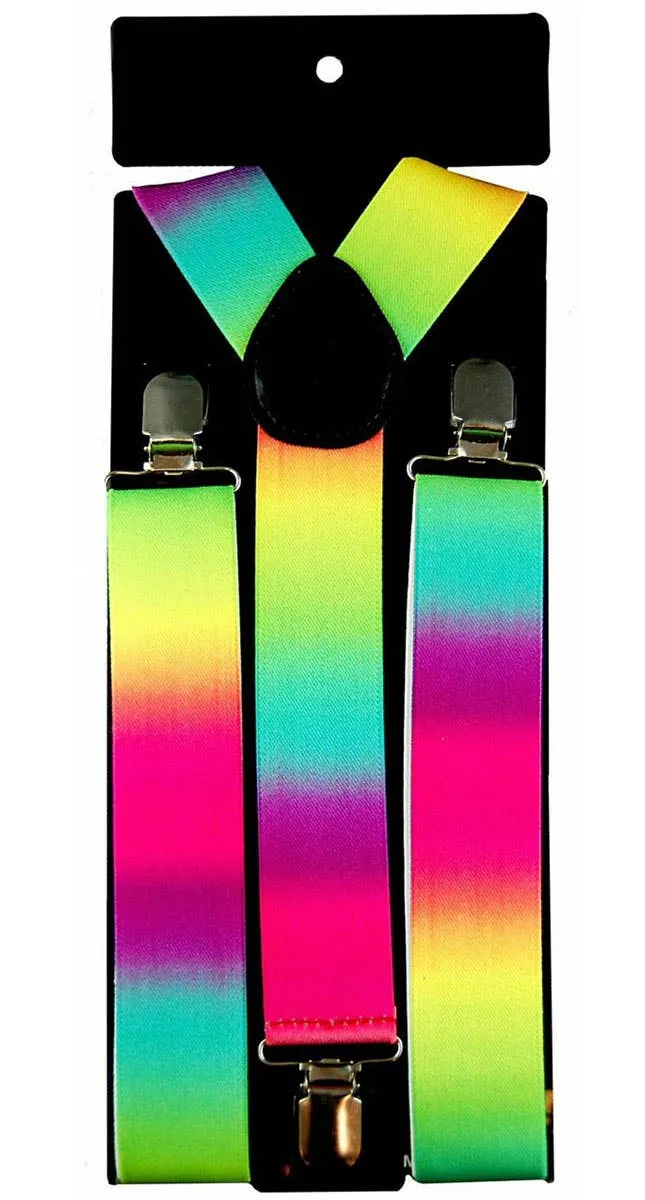 Neon Rainbow Ombre Costume Suspenders