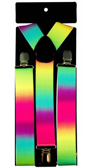 Neon Rainbow Ombre Costume Suspenders