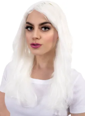 Neon White Womens Glow in the Dark Costume Wig