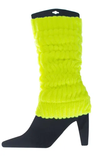 Neon Yellow 1980s Knitted Leg Warmers Costume Accessory