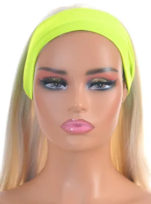 Neon Yellow 1980s Sweatband Costume Accessory