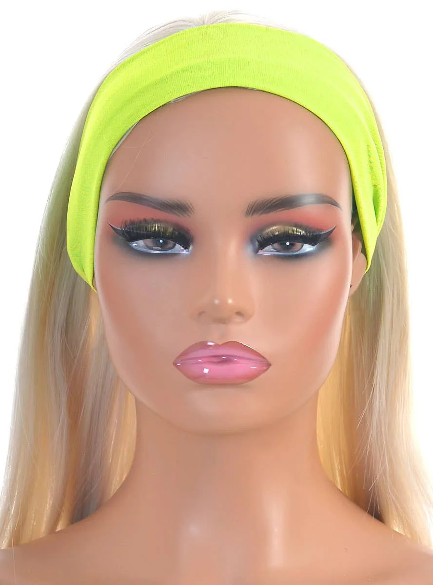 Neon Yellow 1980s Sweatband Costume Accessory