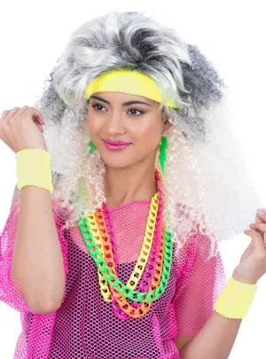 Neon Yellow 80s Costume Sweatband Set