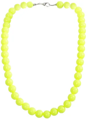 Neon Yellow Beaded 1980s Costume Necklace