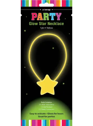 Neon Yellow Glow In The Dark Star Glow Stick Necklace