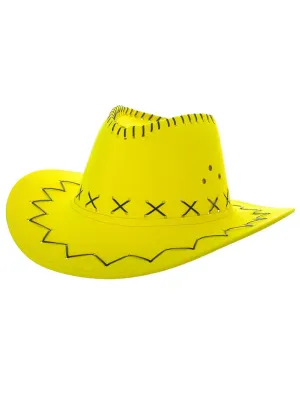 Neon Yellow Mardi Gras Cowboy Costume Hat