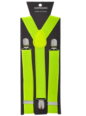 Neon Yellow Stretch Suspenders Costume Accessory