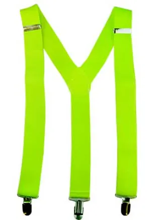 Neon Yellow Suspenders Costume Accessory