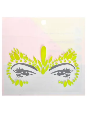 Neon Yellow UV Reactive Stick-on Festival Face Jewels