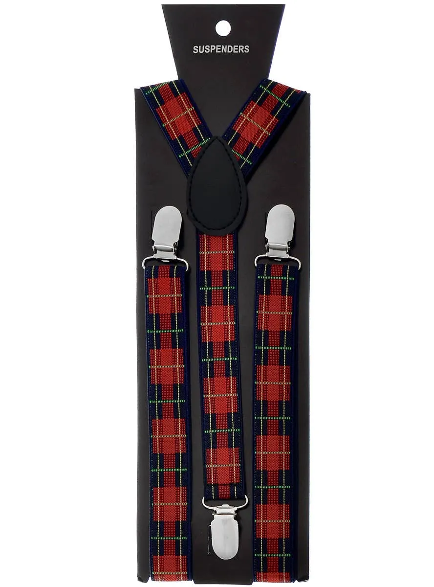Nerd Adults Tartan Suspenders Costume Accessory