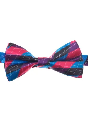Nerd Pink and Blue Tartan Print Costume Bow Tie