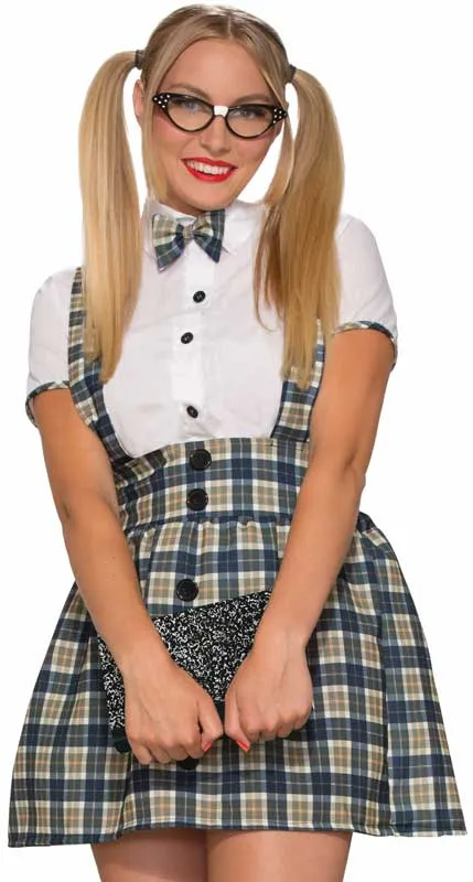 Nerdy Womens Plaid 1950s School Girl Costume