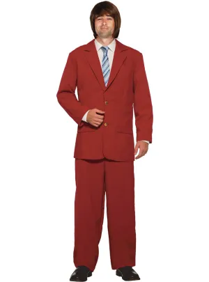 Newsreader Mens 70s Red Costume Suit