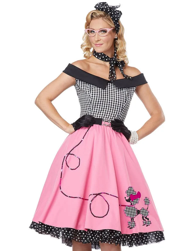 Nifty Fifties Womens Rock n Roll Poodle Skirt Costume