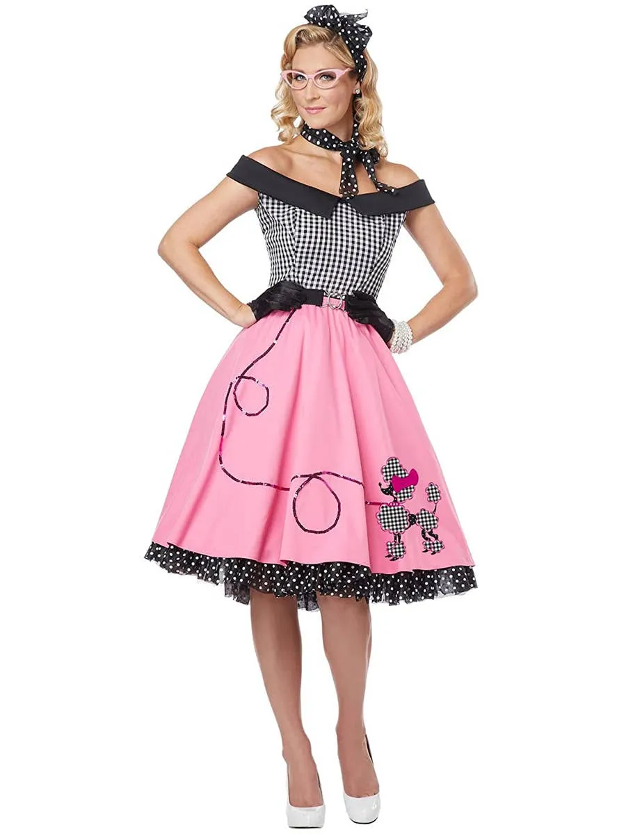 Nifty Fifties Womens Rock n Roll Poodle Skirt Costume