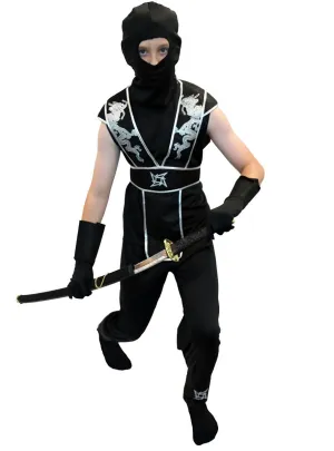 Nifty Silver and Black Japanese Ninja Teen Boys Costume
