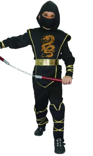 Night Assassin Boys Black and Gold Ninja Costume