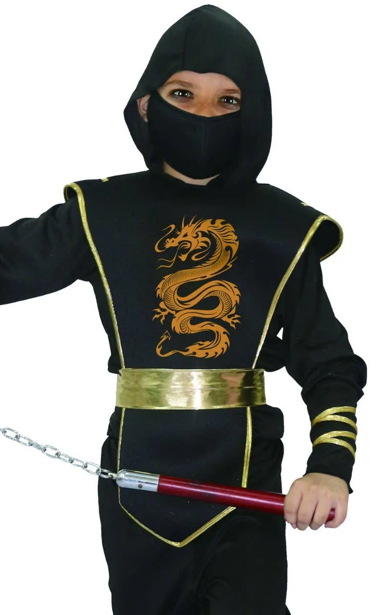 Night Assassin Boys Black and Gold Ninja Costume