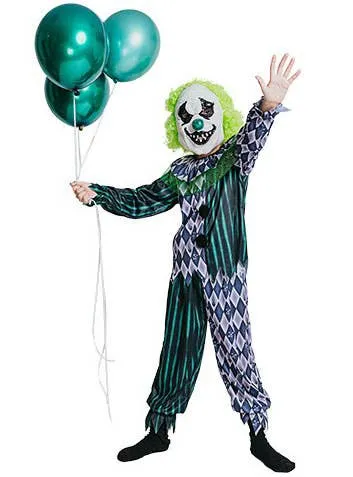Nightmare Green Clown Boys Halloween Costume