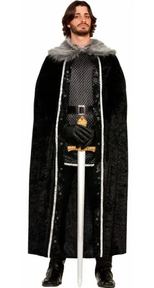 Nights Watch Mens Black Medieval Costume Cape