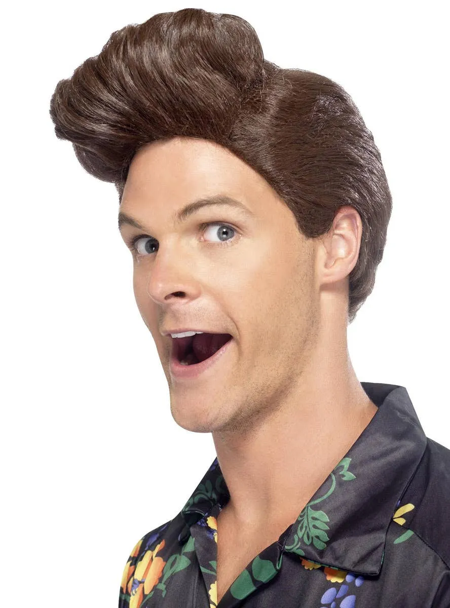 Nineties Pet Detective Mens Brown Costume Wig