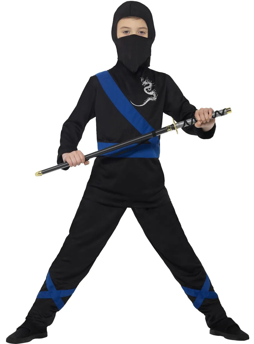 Ninja Assassin Black And Blue Boys Samurai Costume
