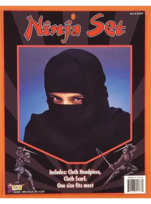 Ninja Black Hood and Scarf Costume Accessory