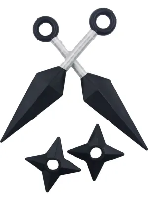 Ninja Black Throwing Stars And Daggers Costume Weapon Set