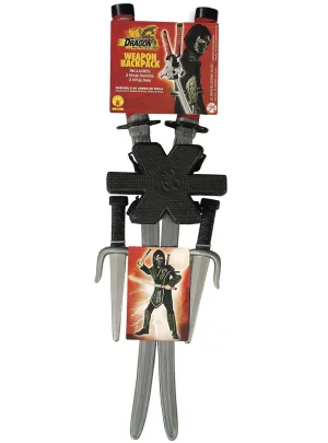 Ninja Costume Weapon Backpack with Swords and Daggers