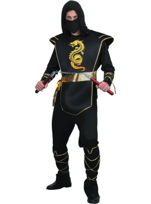 Ninja Warrior Mens Black and Gold Dress Up Costume