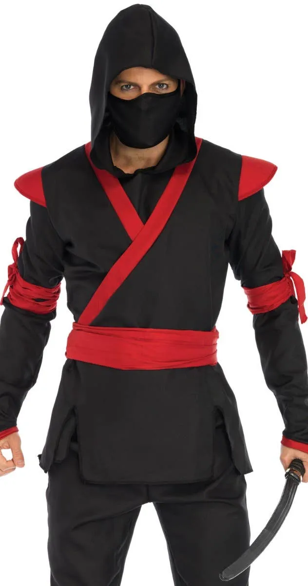 Ninja Warrior Red And Black Mens Fancy Dress Costume
