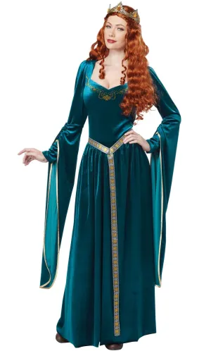 Noble Lady Guinevere Womens Teal Medieval Costume