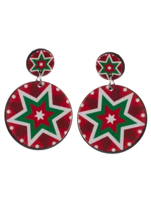 Nordic Christmas Star Print Festive Earrings