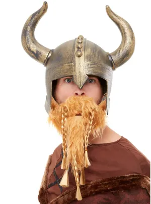 Nordic Gold Mens Viking Helmet with Attached Beard