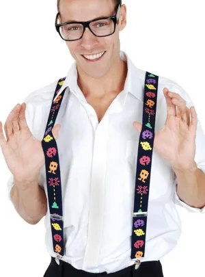 Novelty Adults Space Invaders Costume Accessory Suspenders