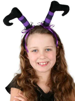 Novelty Black and Purple Witches Legs Costume Headband