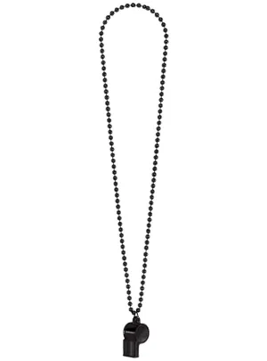 Novelty Black Beaded Whistle Necklace Costume Accessory