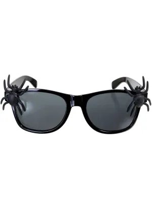Novelty Black Rimmed Costume Glasses with Spiders