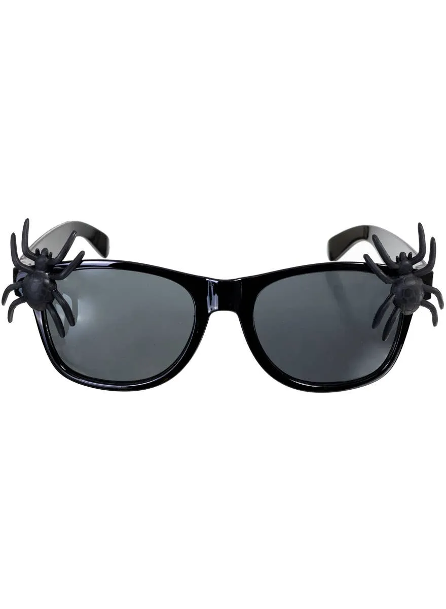 Novelty Black Rimmed Costume Glasses with Spiders