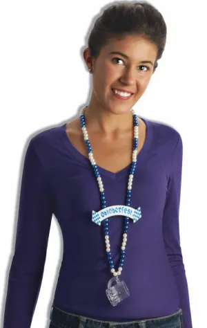 Novelty Blue and White Beaded  Oktoberfest Stein Necklace
