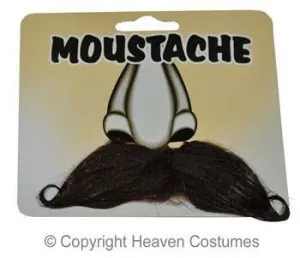 Novelty Brown Curled Stick On Moustache