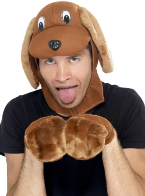 Novelty Brown Dog Headpiece and Gloves Accessory Set