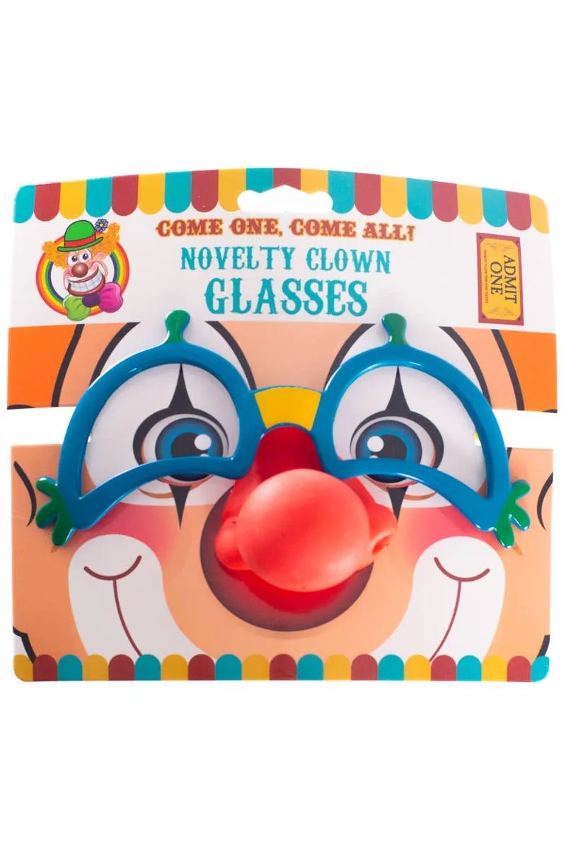 Novelty Clown Glasses with Attached Nose