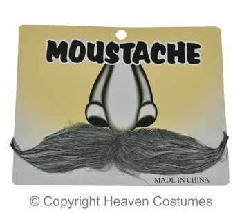 Novelty GentleMens Grey Stick On Moustache