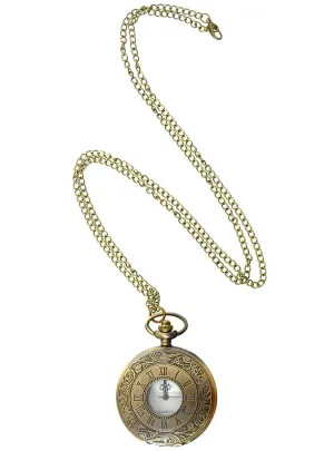 Novelty Gold Pocket Watch on Chain Costume Accessory