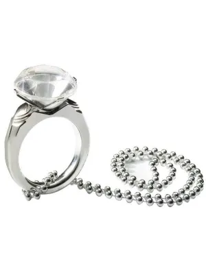 Novelty Jumbo Silver Diamond Ring Accessory