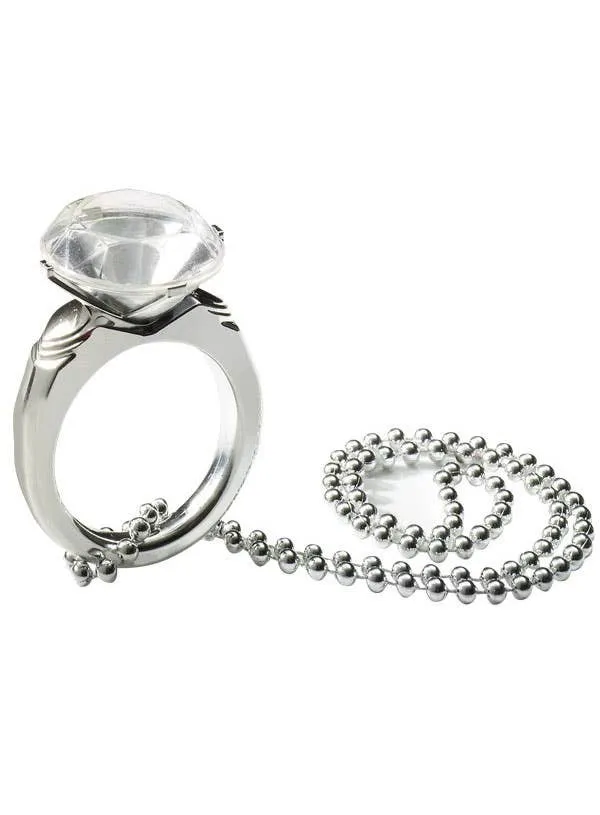 Novelty Jumbo Silver Diamond Ring Accessory