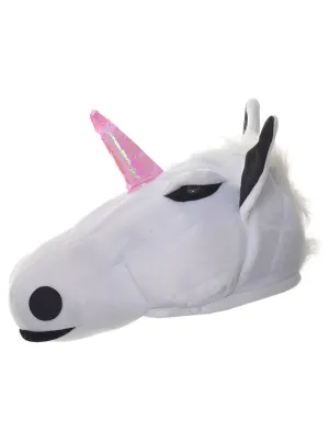 Novelty Plush White Unicorn Head Costume Hat