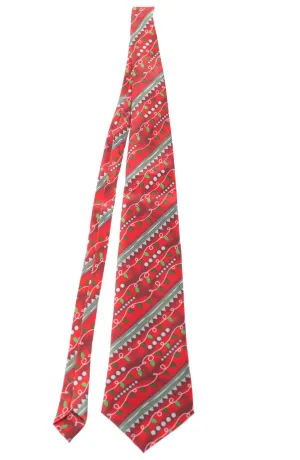 Novelty Red Satin Christmas Lights Costume Tie