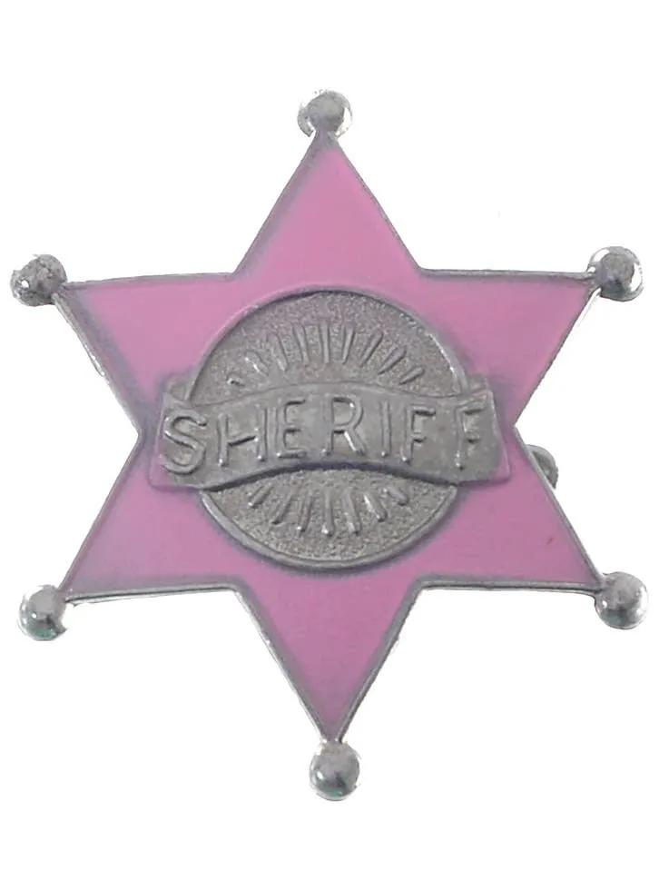 Novelty Silver and Pink Metal Sheriff Costume Badge